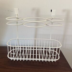 White metal cabinet hanging organizer